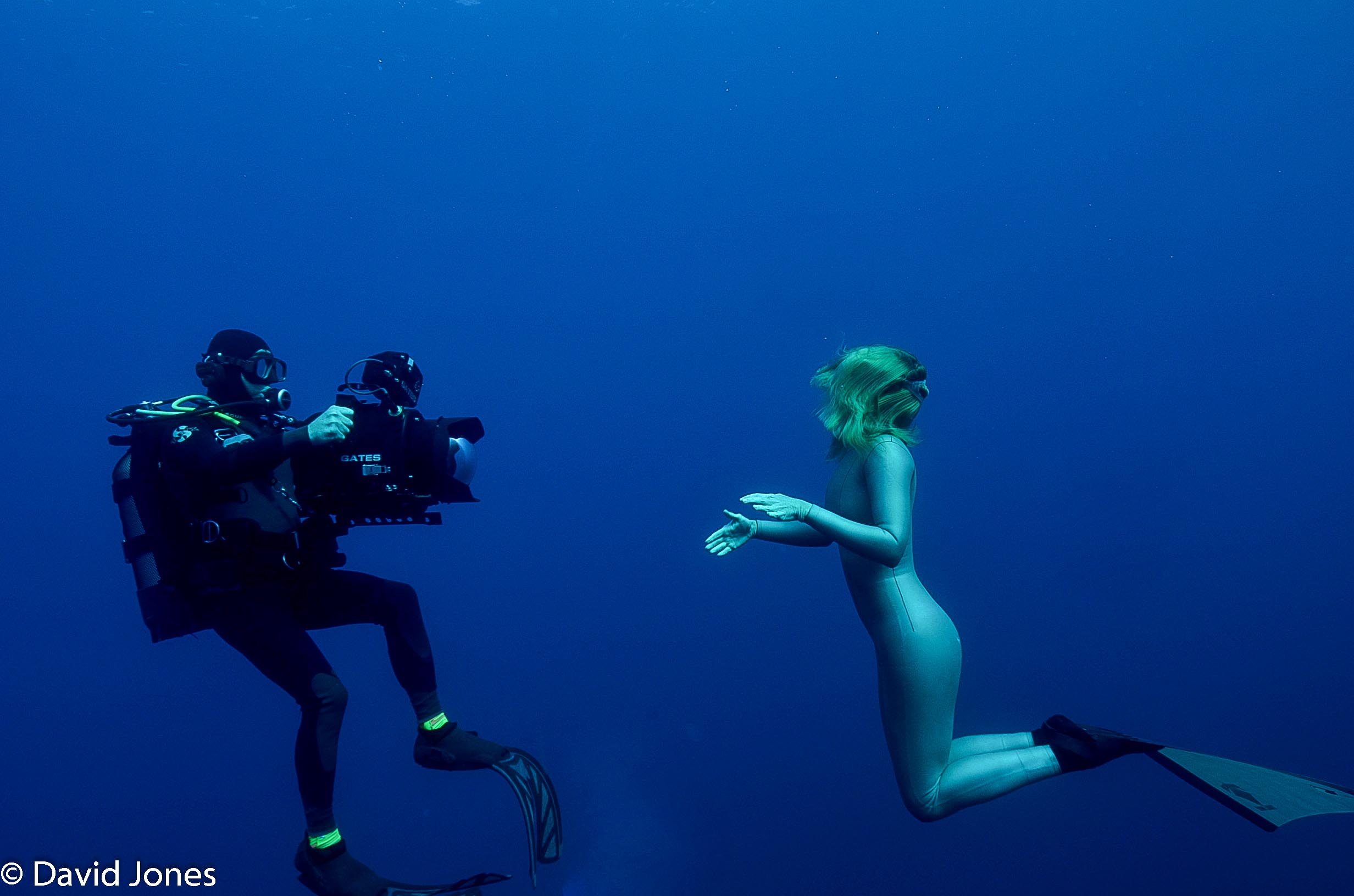 Michael Pitts filming Tanya Streeter for A Plastic Ocean