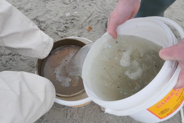 Filtering microplastics on the beach