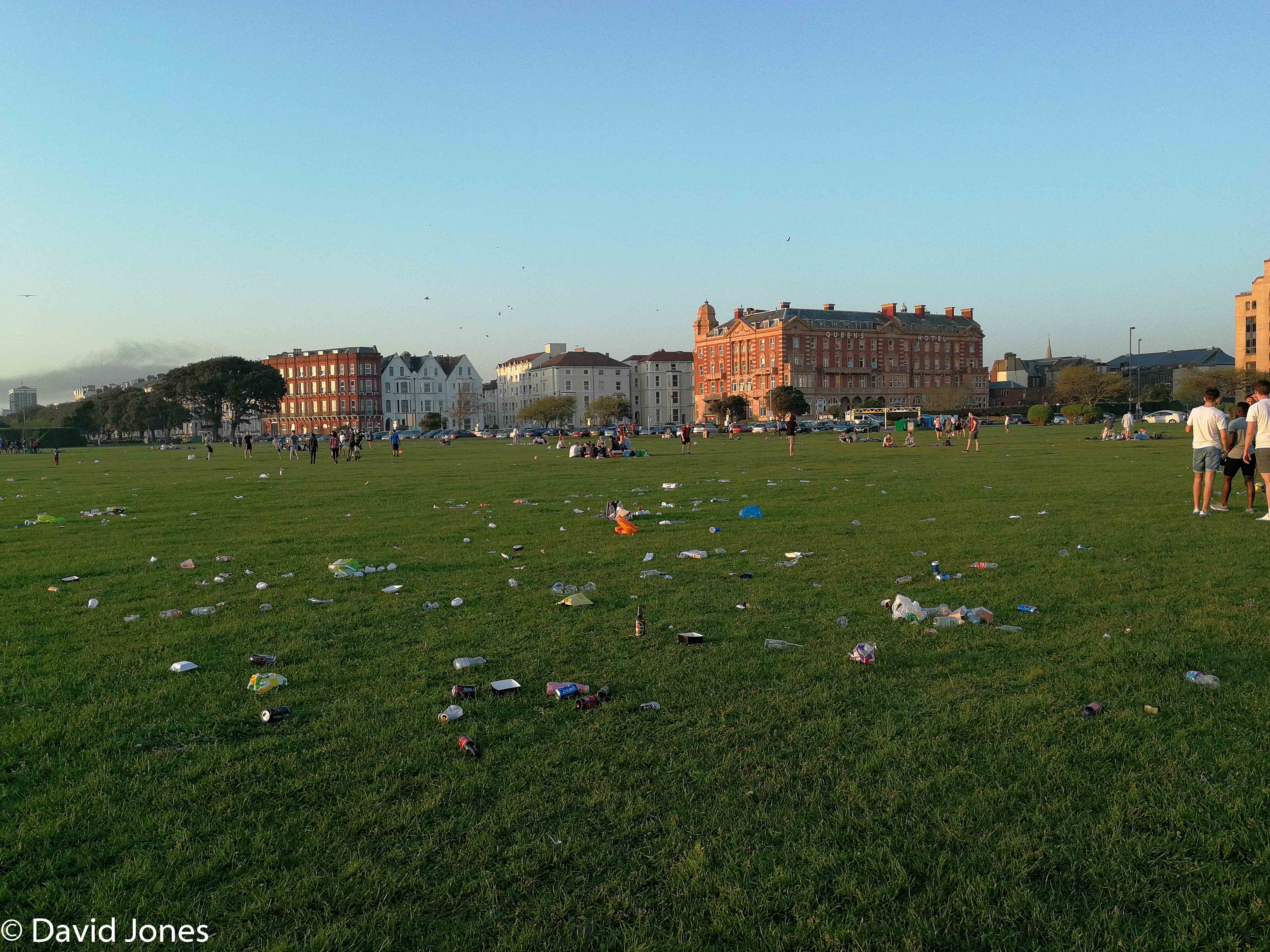 Plastic waste as the sun goes down in Southsea